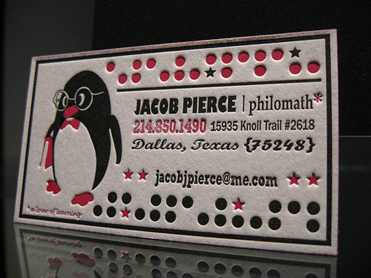 Jacob Pierce’s Cute Business Card