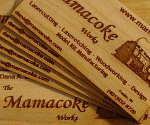 Mamacoke's Laser Etched Wood Business Card