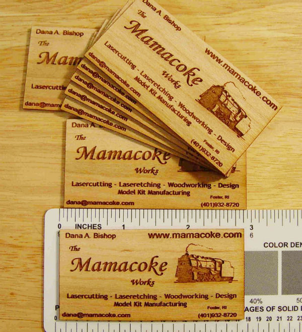 Mamacoke's Laser Etched Wood Business Card