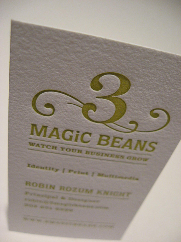 3 Magic Beans Letterpress Business Card