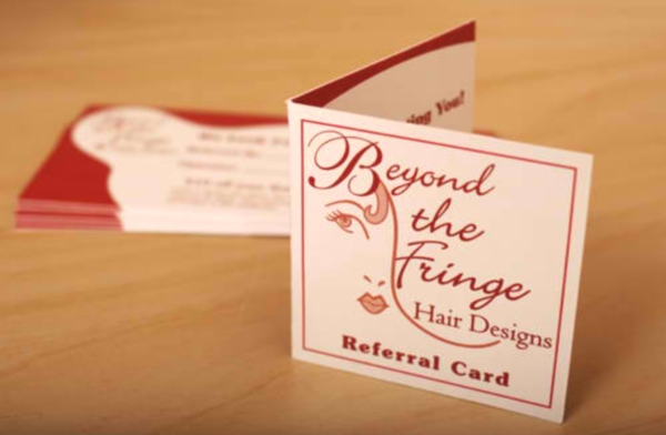 Beyond the Fringe Hair Design's Folding Business Referral Card