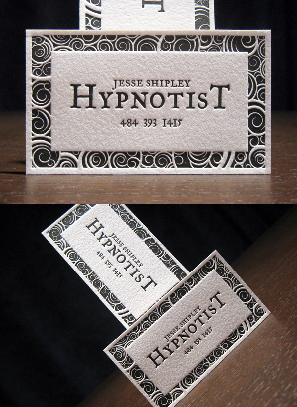 Hypnotist Jesse Shipley’s LetterPress Business Card