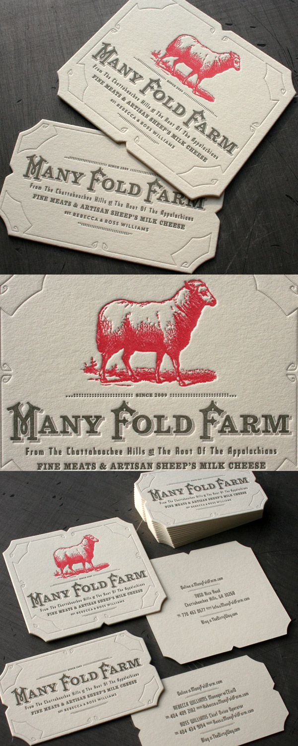 Many Fold Farm's LetterPress Business Cards