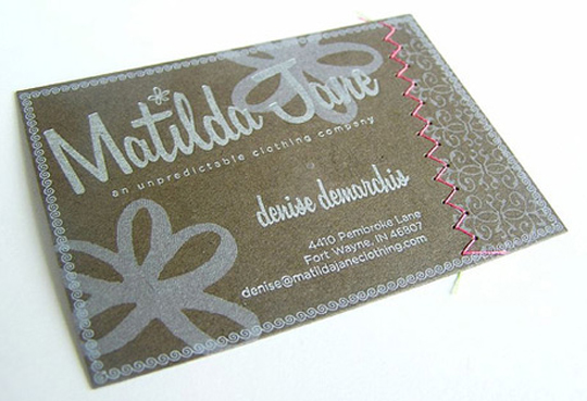 Denise Demarchis' Sewn on Business Card