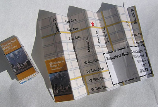 Wanderlust store, a folding business card