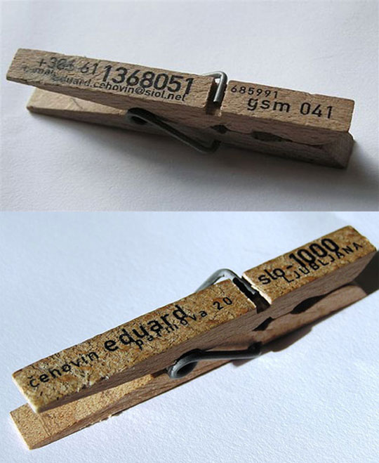 Eduard Cehovin's Clothespin Business Card