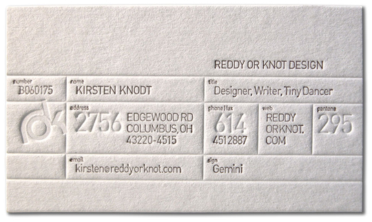Reddy or Knot Design's Textured Business Card