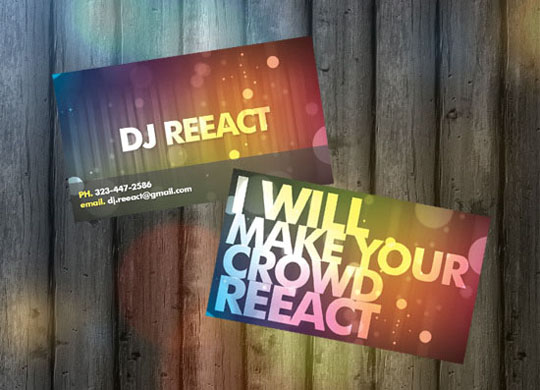 DJ React's Music Business Card