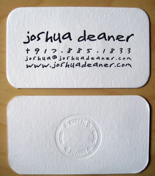 Joshua Deaner's Photography Business Card