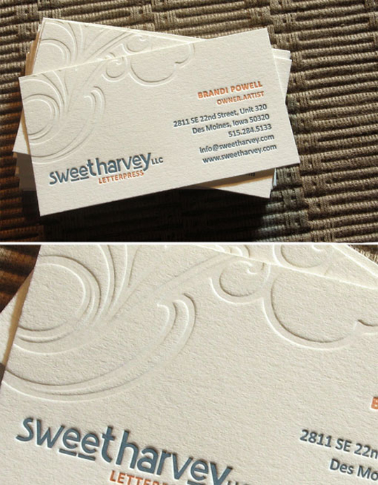 Sweet Harvey's Letterpressed Business Card