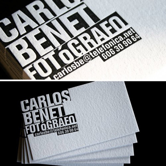 Carlos Benet's Photography Business Card