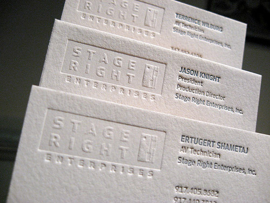 Stage Right Enterprises' Letterpressed Business Card