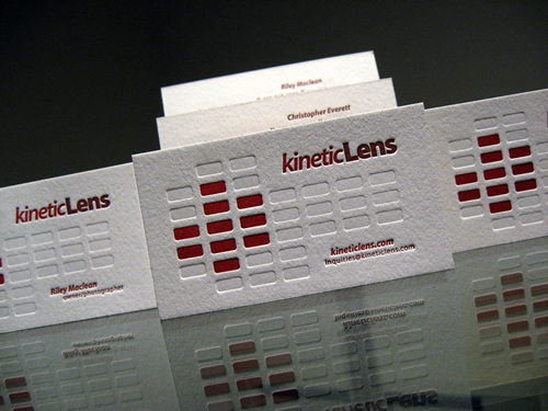 Kinetic Lens' Letterpressed Business Card