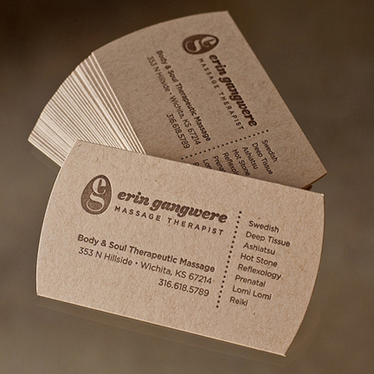 Erin Gangwere's Massage Therapy Business Card