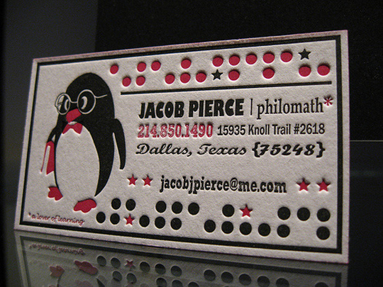 Jacob Pierce's Cute Business Card