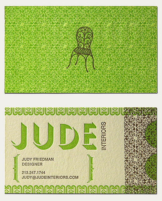Jude Interiors' Textured Business Card