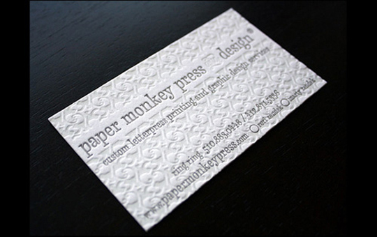 Paper Monkey Press' Letterpressed Business Card