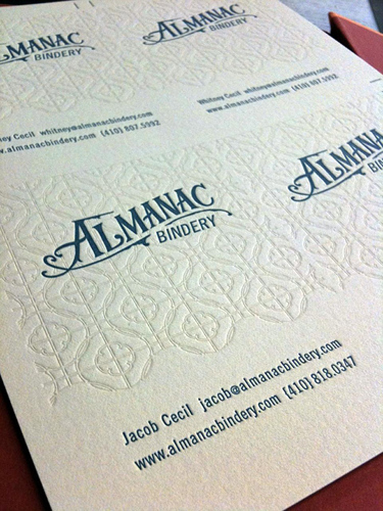Almanac Bindery's Letterpressed Business Card