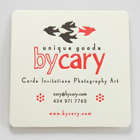 By Cary's Die Cut Business Card