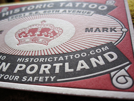 Historic Tattoo's Letterpressed Business Card