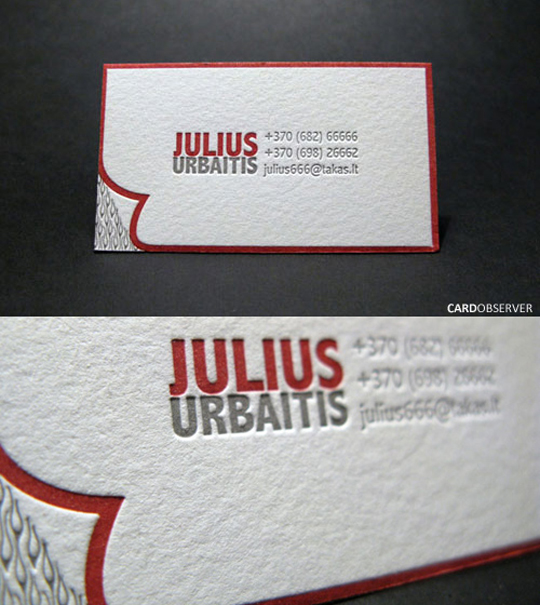 Julius Urbaitis' Letterpressed Business Card