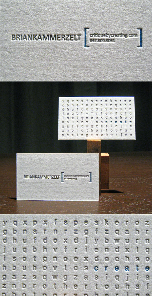 CritiqueByCreating's Letterpress Business Card