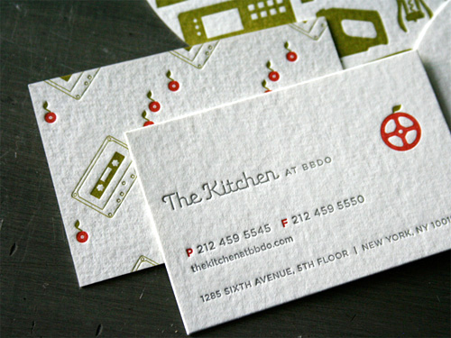 The Kitchen at BBDO LetterPress Business Cards