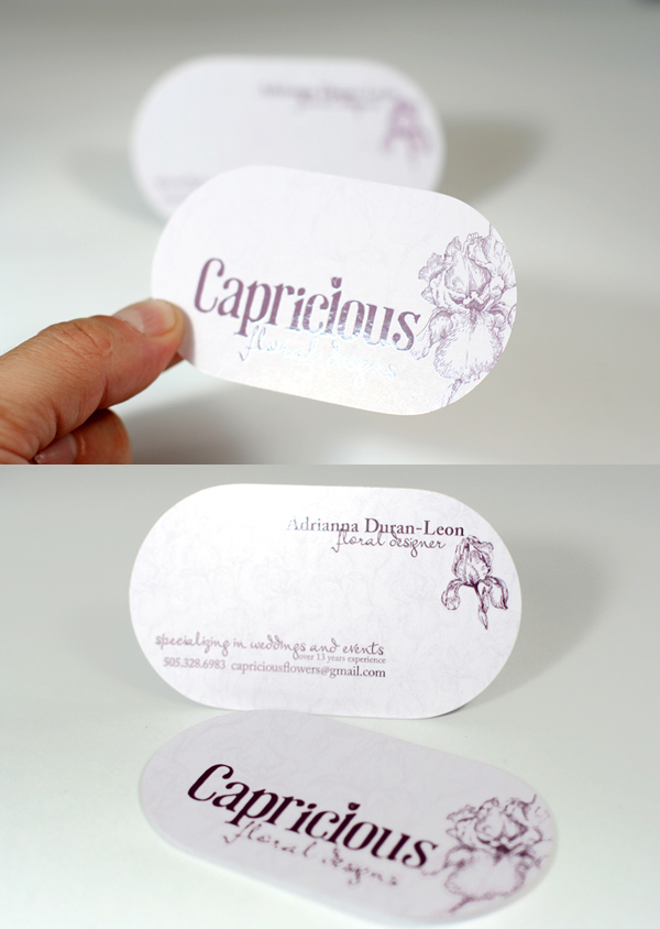 Capricious Floral Designs' Round Die Cut Business Card